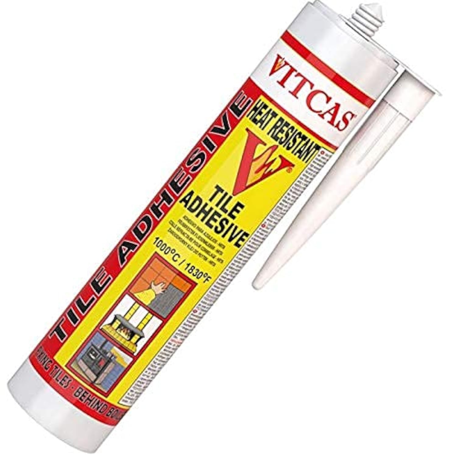 VITCAS HRTA - Heat Resistant Tile Adhesive – Ceramic Sealant – High Temperature - Air Setting - Thin Layer - Tile Preservation - Glue - Smooth Paste - For Fixing – Easy to Use - 1000 C