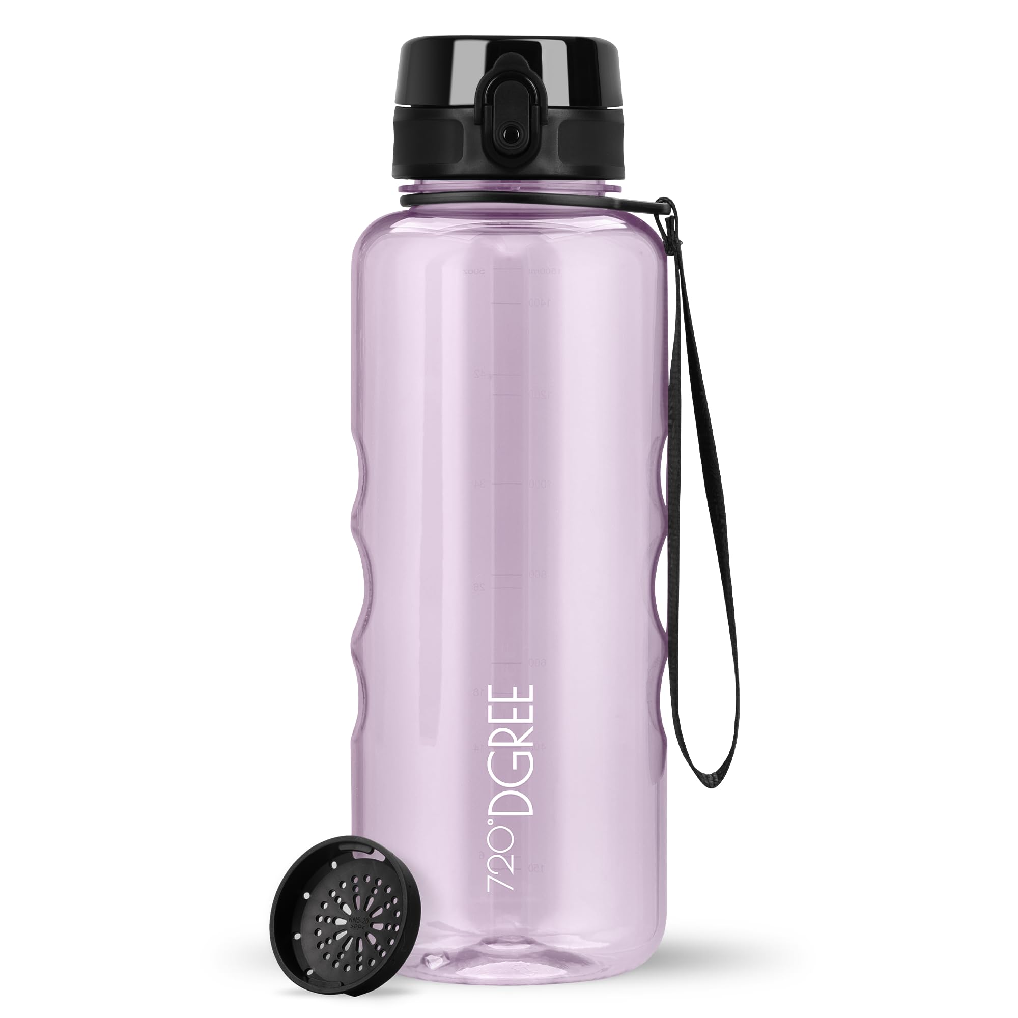 720°DGREE Water Bottle 1.5l “uberBottle“ crystalClear +Sieve - BPA-Free, Leakproof, Reusable Drinking Bottle - XL Sports Bottle for all Day Hydration, Gym, Fitness, Office, University, Hiking, Travel — image 1