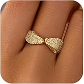 925 Sterling Silver Dainty Bow Rings for Women Infinity Knot Cubic Zirconia Ring Promise Rings for Her Engagement Ring 14K Gold Plated Mother Daughter Friendship Ring Birthday Christmas Gifts
