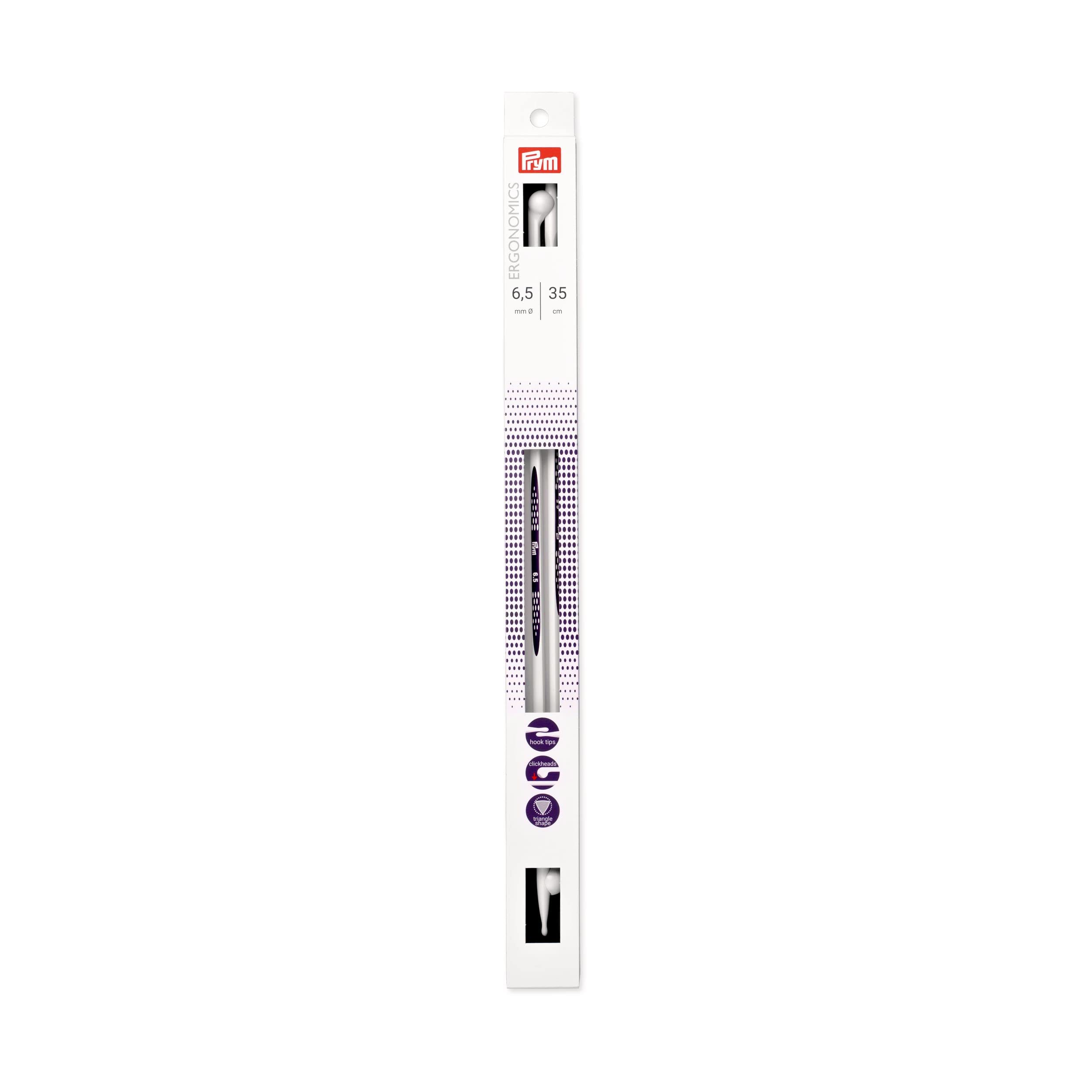 190359-1 Prym Ergonomic Single-Point Knitting Pin Pair 6.50mm x 35cm Length x 1 Pair