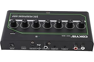 EIMSOAH Headphone Amplifier, DAC with Bass Midrange Treble Control, High Resolution Audio for PC Gaming TV Smartphone, Optica