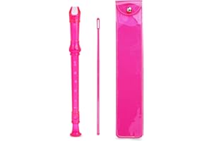 Hennaja Recorder Instrument for Beginner Kids Adults,8-Hole Soprano Descant Recorder Music Flute with Cleaning Rod & Case Bag For School Student Home Entertainment(2-Pink)