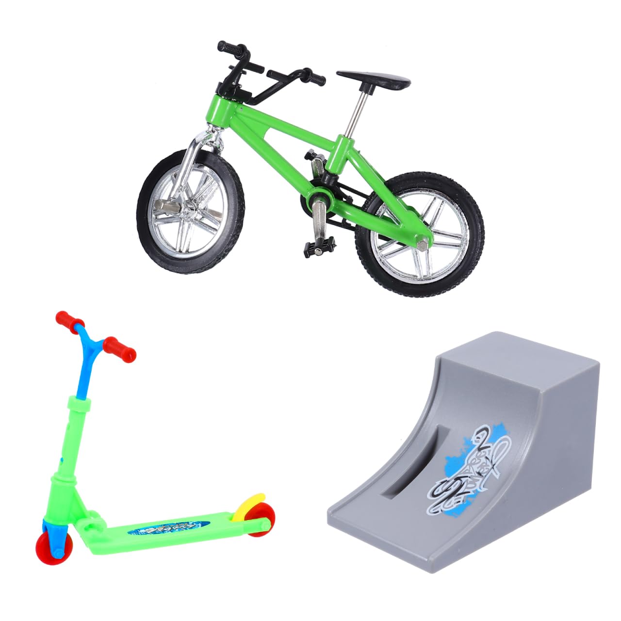 Abaodam Mini Finger Bike and Folding Scooter Toy Set for Desk Leisure Games Fingerboard Skateboard and Finger Scooter Toy for Cognitive Play and Flexibility Training