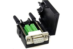 B9 Breakout Connector，DB9 Female Connector Solderless RS232 D-SUB DB9 Female Screw Terminal Block with Case Long Bolts Tail P