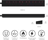 EXTRASTAR 6 Way Extension Lead 13A UK Plug 2m Black Power Strip view 2