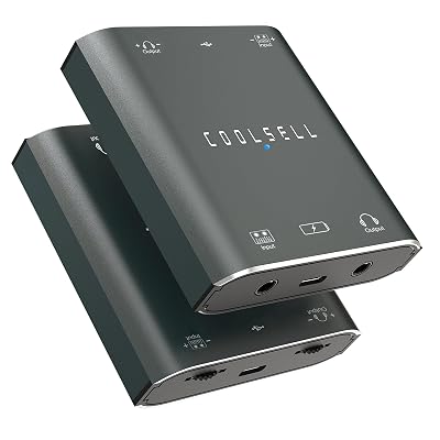 COOLSELL Audio Interface, Stereo 24Bit/192kHz USB C & iPhone Guitar Interface for Recording, Live Streams and Podcasting, Compatible with iPhone, iPad, Mac, Android and PC