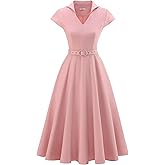 Wedtrend 1950's Vintage Dresses for Women Cocktail Dress with Belt Modest Church Dress Wedding Guest Dresses with Pockets