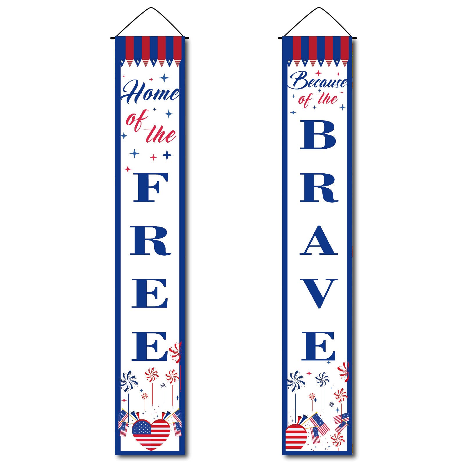 CREATCABIN Funny American Flag Door Flags Banners Hanging Banner Porch Sign Veterans Day Independence Day for Holiday School Farmhouse Home Fireplace Indoor Outdoor Garden Party 11.8 x 70.8inch — image 1