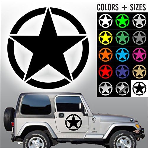 Army Star Decal, Military, Car Decal Sticker, Sizes and Colors - Die Cut No Background … (16", White)