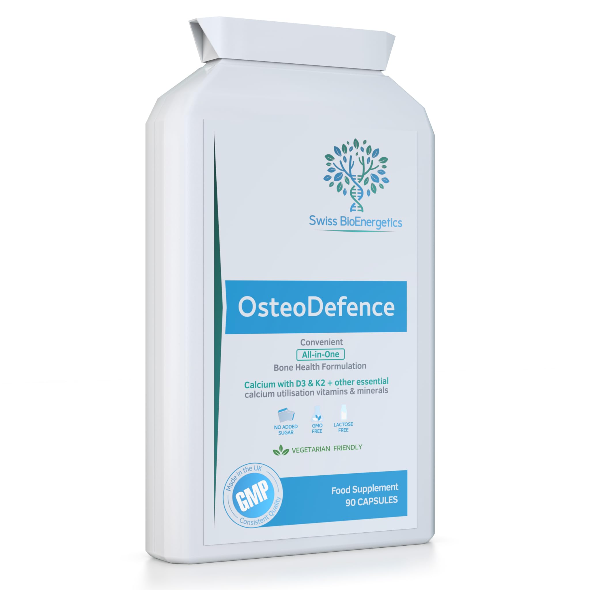 OsteoDefence 90 Capsules - Contains Calcium, Magnesium, Vitamins D3 & K2 Plus a Host of Other Essential Vitamins and Minerals – Ultimate All-in-One Bone Health Formula - Made in The UK