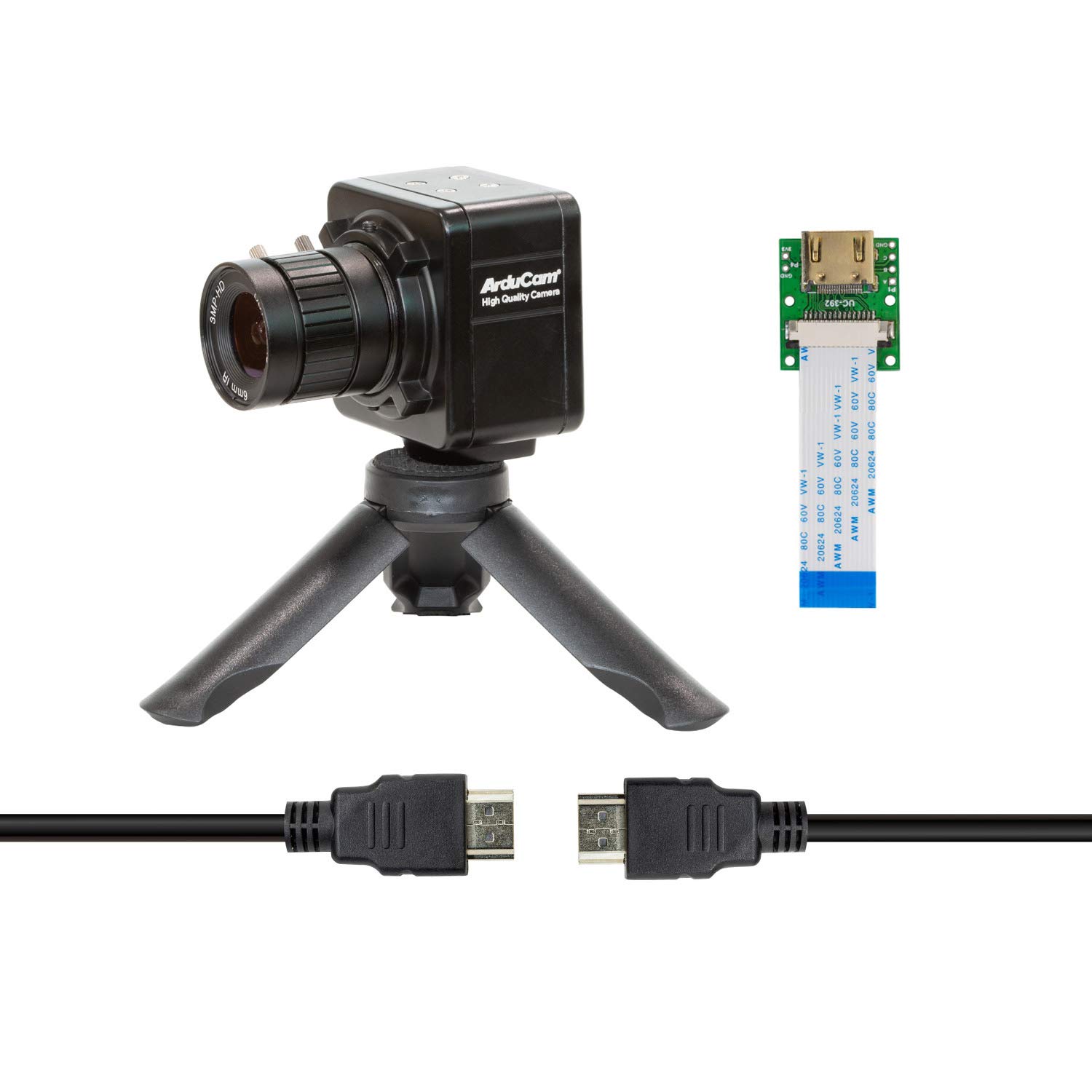 Arducam IMX477 Camera Bundle for Nvidia Jetson Nano/Xavier NX, 12.3MP HQ Camera Module with 6mm CS-Mount Lens, Metal Enclosure, Tripod and HDMI Extension Adapter