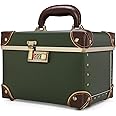 urecity Portable Retro Leather Makeup Train Case Cosmetic Organizer Case Leather Storage Box with Combination Lock (12.5", Green)