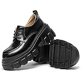 BEAU TODAY Platform Oxfords for Women, Oxford Shoes for Women, Chunky Leather Lace Up Oxfords,Casual Comfortable Breathable Non-Slip Dress Shoes for Work Business