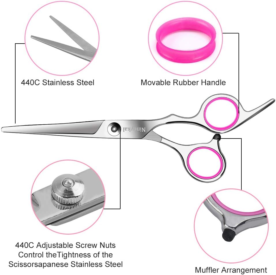 10 Pcs Hair Cutting Scissors/Shears Kit,Professional Haircut Scissor Set 6CR 660C Stainless Steel with Hair Razor Comb, Cape, Hairpin and Leather Bag for Women, Men, Kids, Pets: Home Improvement