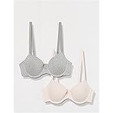 Amazon Essentials Women's Demi Cup Cotton Bra, Pack of 2