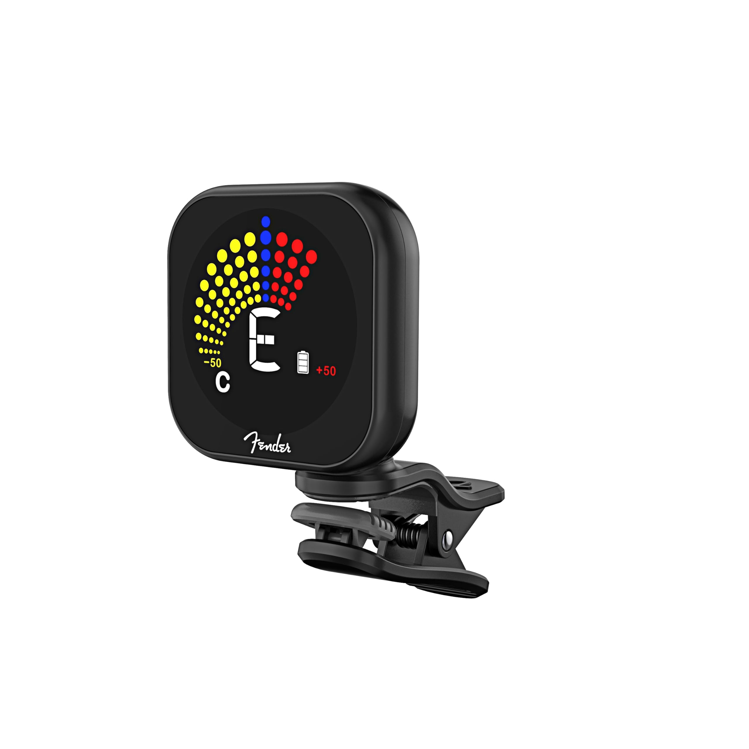 Fender Flash 2.0 Rechargeable Clip-On Tuner, 20 Hour Battery Life, LCD Display, Chromatic, Guitar, Bass, Ukulele, Violin, Alternate Open Tunings, Micro USB Cable Included