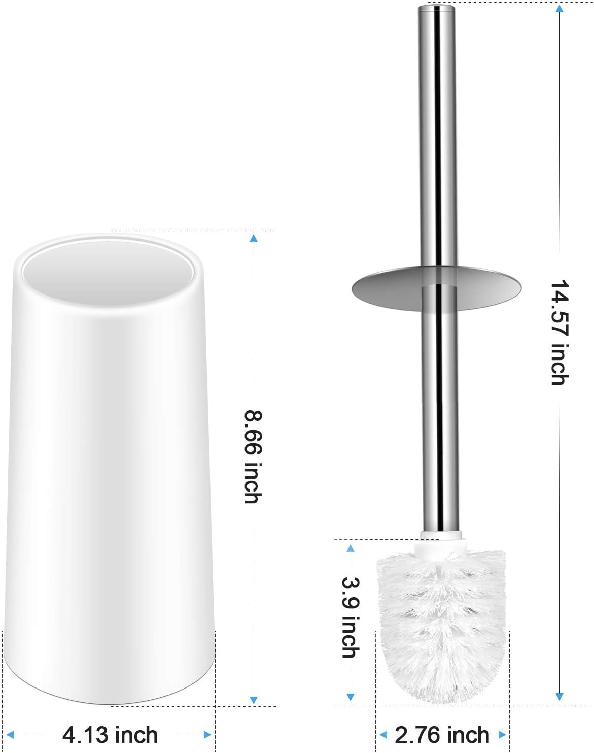 Toilet Brush and Holder,Toilet Bowl Brush with Stainless Steel Handle Durable Bristles Hidden Toilet Scrubber for Bathroom Cleaning: Kitchen & Dining