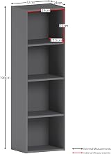 Vida Designs Oxford 4 Tier Cube Bookcase Grey Wood Shelving Unit view 3