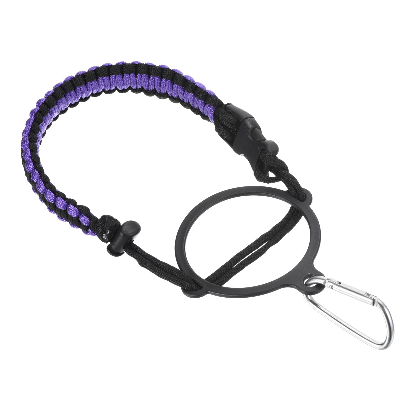 PATIKIL Water Bottle Holder, Paracord Handle Lanyard Strap Carrier with Ring for 12oz to 64oz Wide Mouth Bottles, Black, Purple