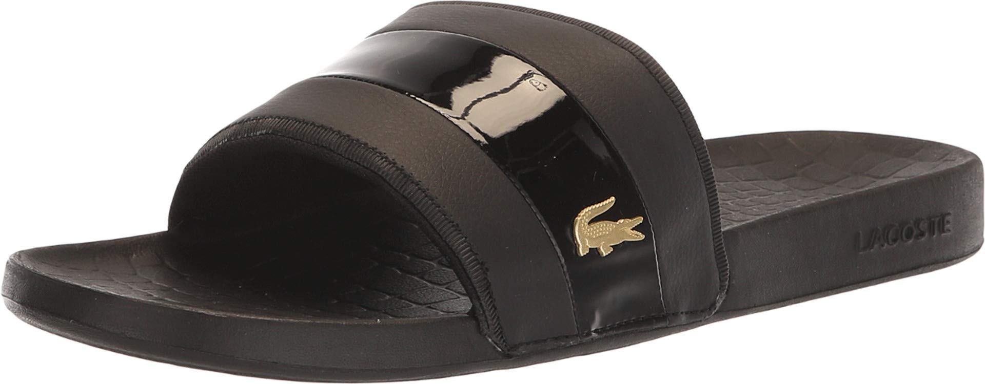 lacoste slides gold