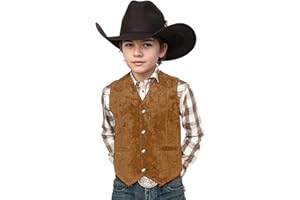 KEYWANTS Retro Boys Western Vest Suede Cowboy Style Costume Vest Casual Waistcoat