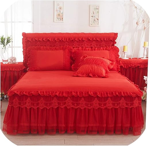 Amazon Com Visible Wind Bed Set 1 Pc Lace Bedspread 2pcs Pillowcases Bedding Set Pink Purple Red Bedspreads Sheet For Girl Bed Cover King Queen Size Red 150x200cm 3pcs Home Kitchen