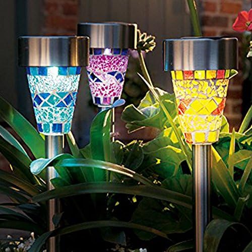 3pcs-Pack Outdoor LED Solar Lawn Lights, Waterproof Garden Lights Landscape Lighting-Pathway Light Stainless Steel for Yard, Path