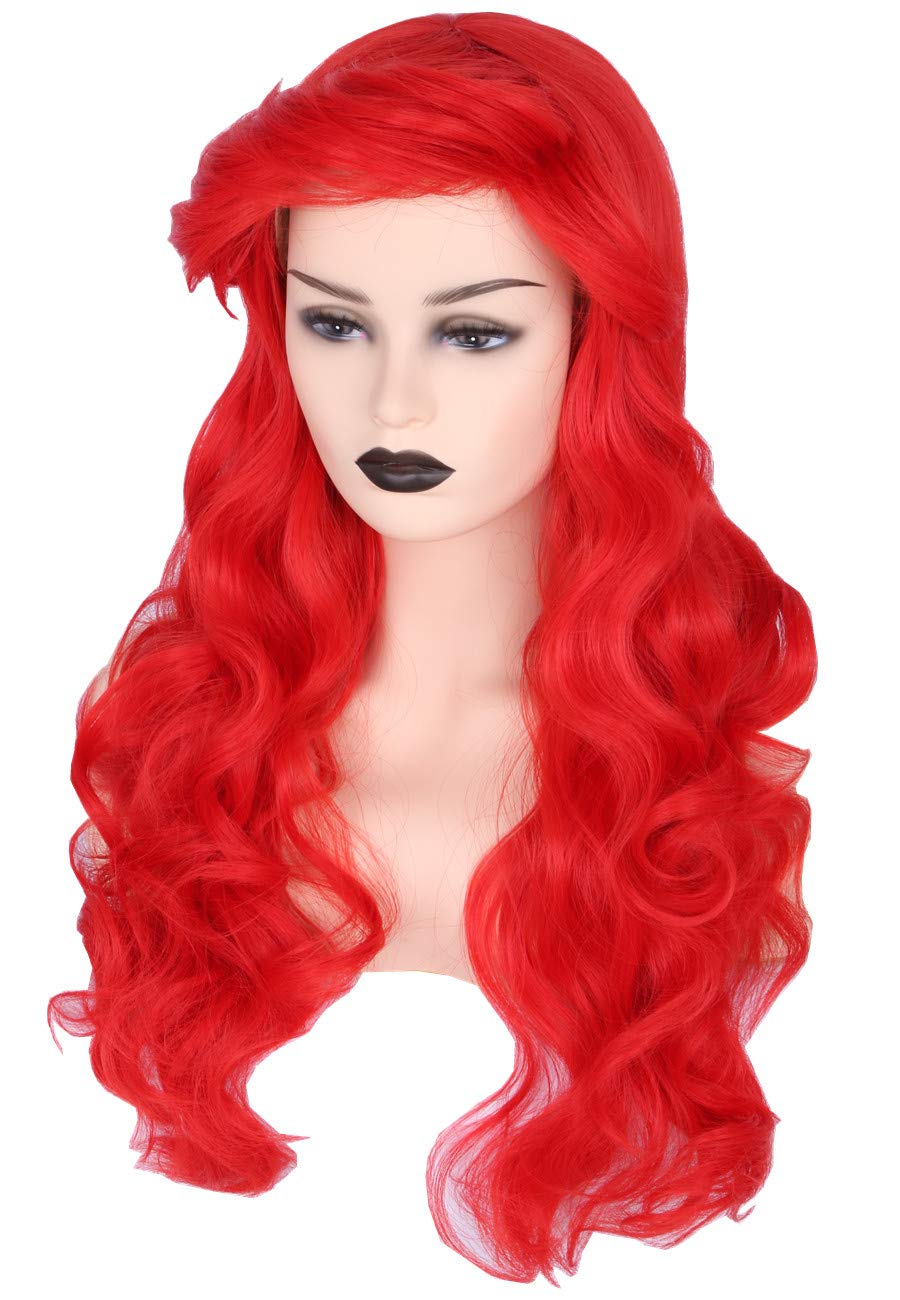 Topcosplay Wig Adult Women Halloween Costume Wigs Red Long Curly Cosplay Wig