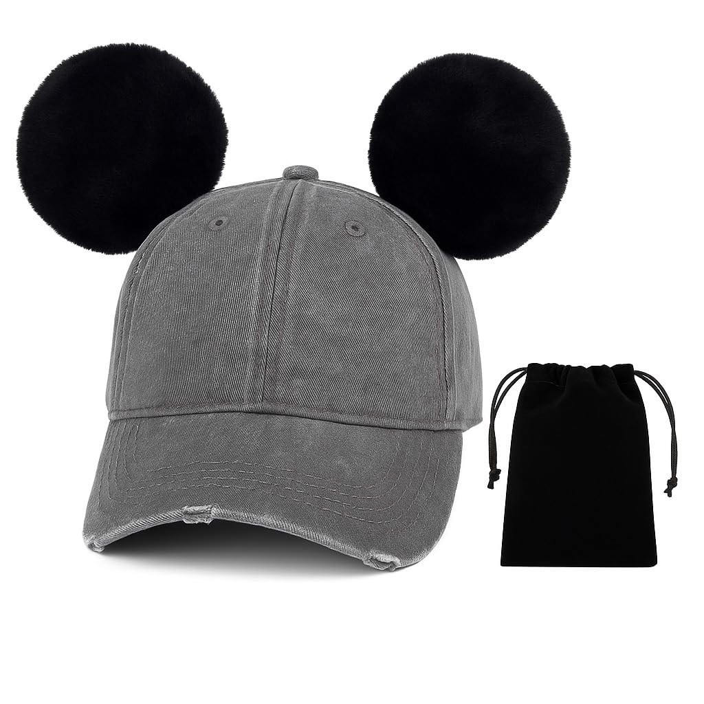 Photo 1 of ***Missing Magnets for hat*** Magnetic Mickey Mouse Ears – Plush Detachable Disney Style Ears for Any Hat, Cap or Bun – No Headband Pressure – Strong Secure Magnets – 2 Ears + Storage Bag Black