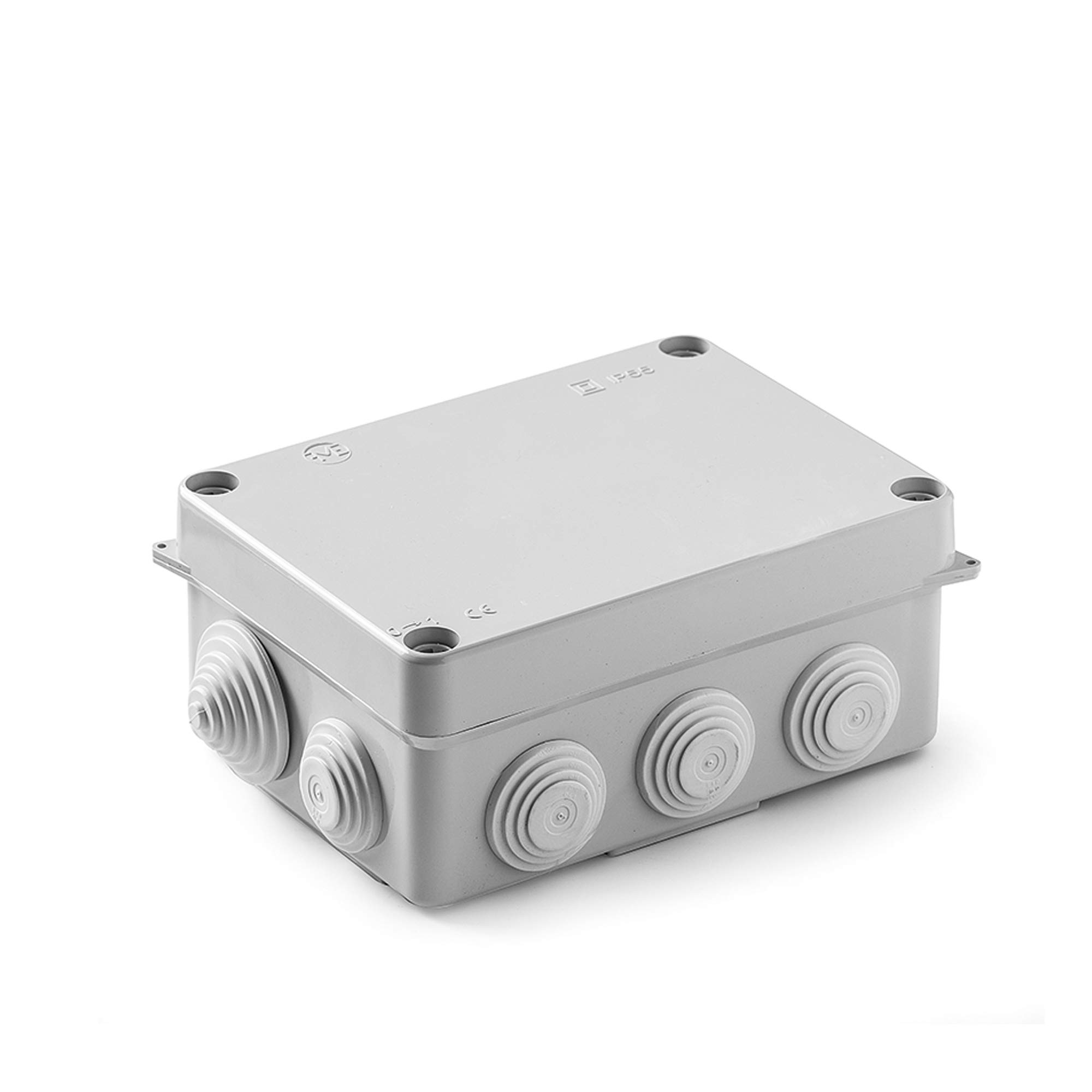 Famatel - IP55 Waterproof Box | Cover with Screws | with Cones | 153x110x63 | Gray