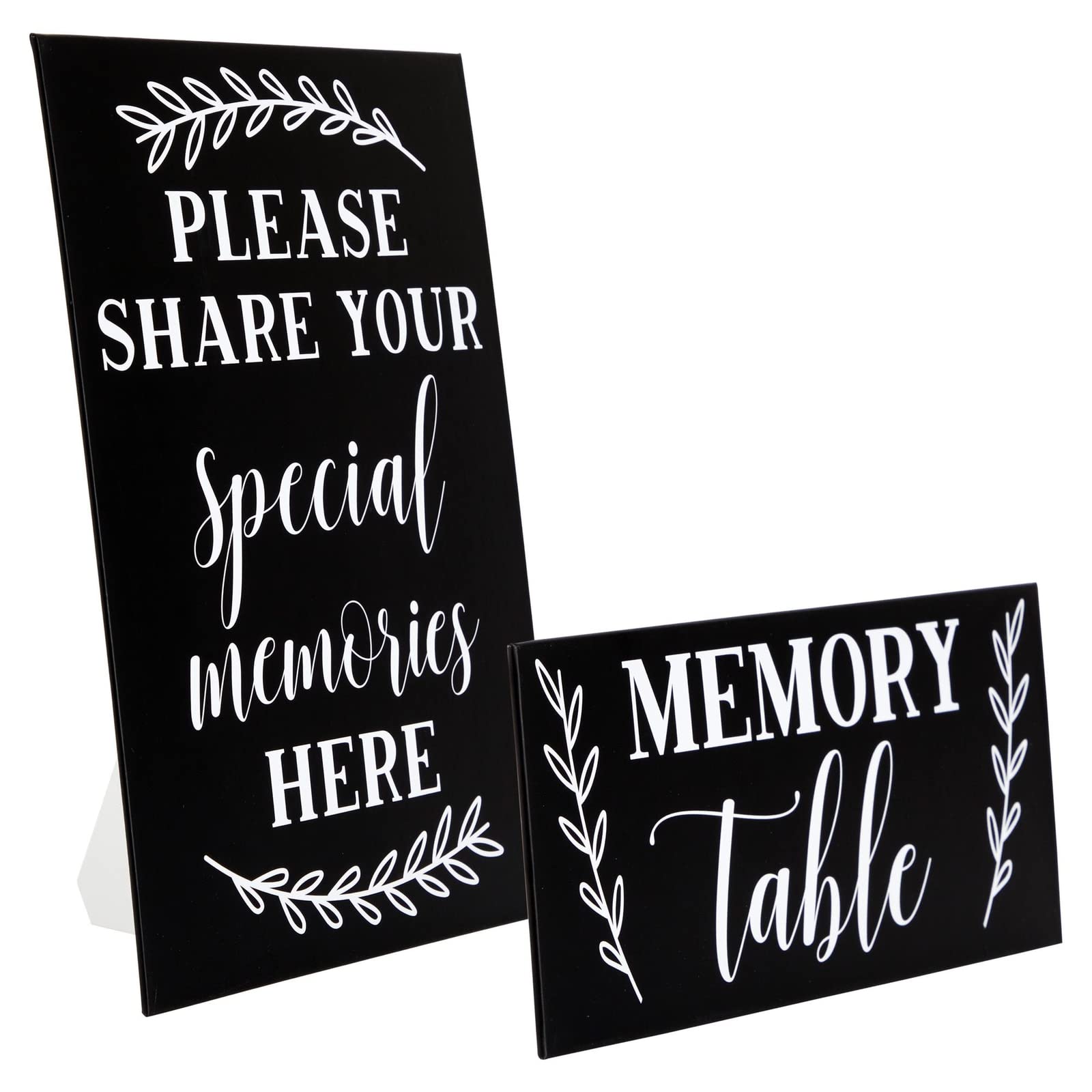 Faithful Finds 2 Card Sign Set for Funeral Memory Table, Please Share Your Memories, 2 Sizes