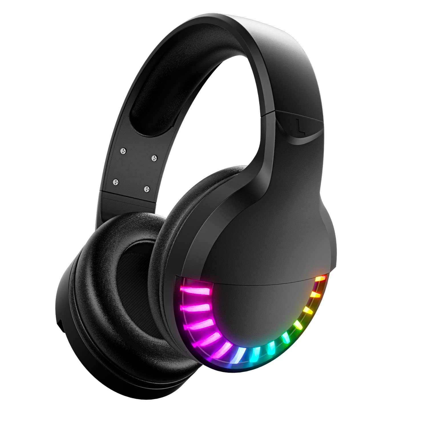 Hoopond Wireless Bluetooth Headset Over Ear, Hi-Fi Stereo 5.1 channel, RGB LED Horse Race Backlit, 1000 mAh Rechargeable Lightweight Gaming Headset With Microphone, for PC/Ipad- Black