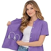 USBD Post Mastectomy Shirt with Drain Pockets Band Collar Post Op Recovery Tops
