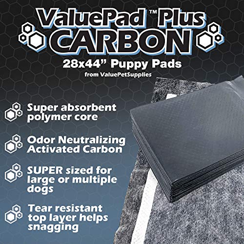ValuePad Plus Carbon Puppy Pads, XXL Gigantic 28x44 Inch, 50 Count Premium Pee Pads for Dogs