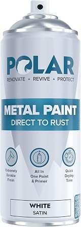 Polar Direct to Rust Satin White Metal Spray Paint 400ml 3 in 1