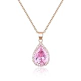 Linawe Pink Crystal Necklace, Rose Gold Chain