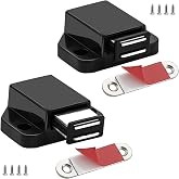Small Magnetic Push to Open Cabinet Hardware CBRIVE 2 Pack Push to Open Door Latch Push Latches for Hidden Door Push Release Drawer Pull Touch Lock Tip On RV Closet Close Strong Pop Out, Black