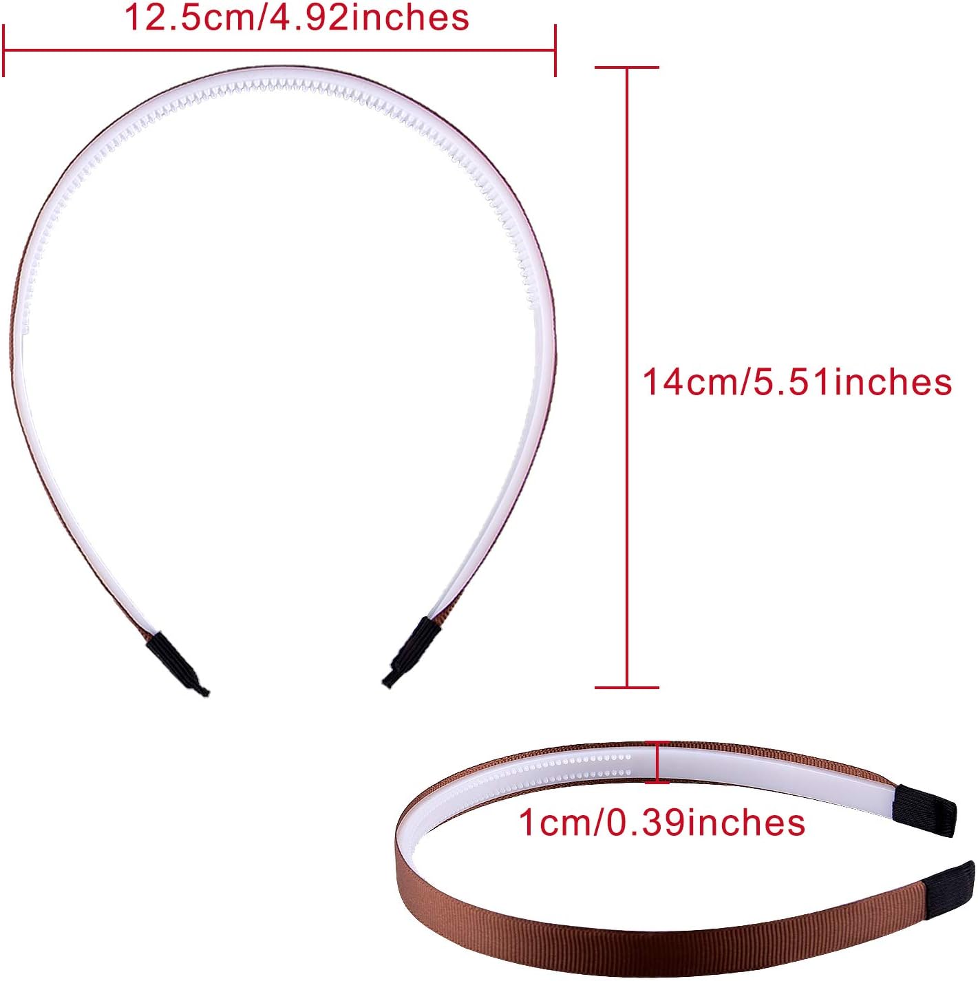Duufin 30 Pieces Headbands with Teeth 1cm Colourful Ribbon Covered Hairband Craft DIY Headband for Girls and Women 30 Colours - Image 3