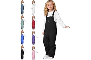 VOGFFR Snow Bibs Kids Waterproof Insulated Ski Bibs Girls Boys Snowboarding Overalls Athletic Snow Pants with Multi Pockets