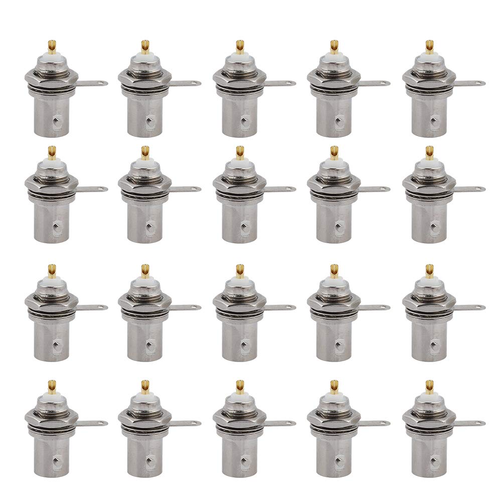 ASHATA BNC Female Bulkhead Connectors,20 PCS BNC Female Connectors Chassis Panel Mount Monitor Accessories