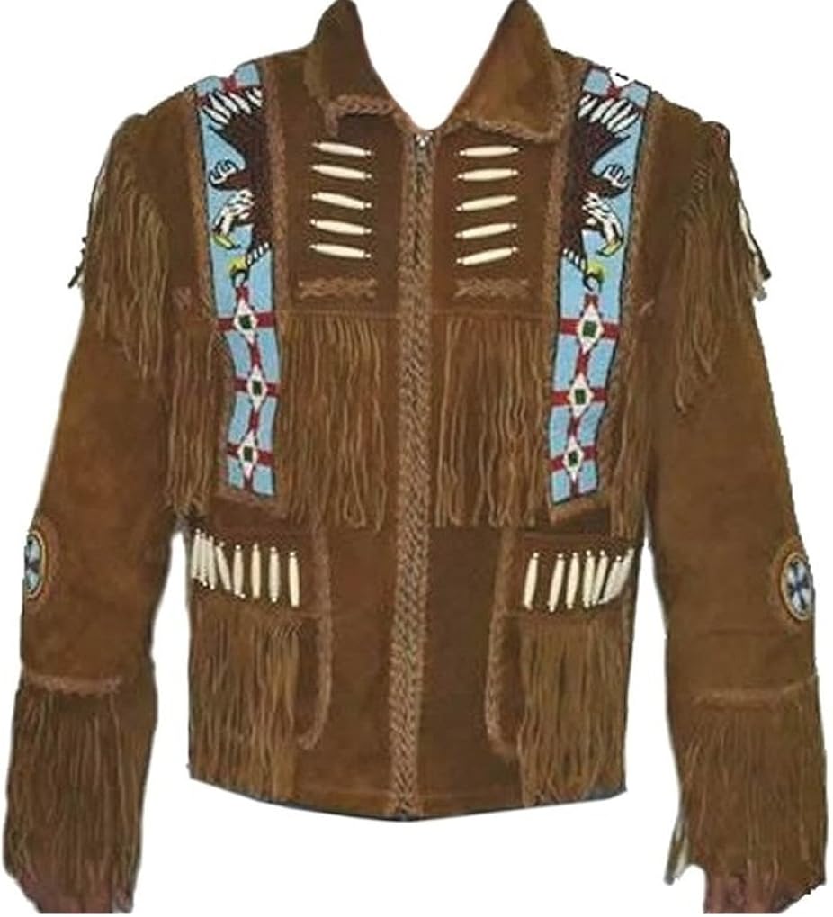 Western Leather Style Men Brown Real Western Cow Leather Jacket with