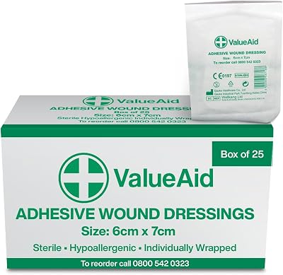 Value Aid Wound Dressings Adhesive Breathable 6x7 cm Pack 25 Sterile