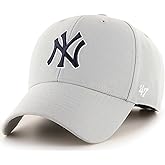 47 Brand MLB Gray Team Color Primary Logo MVP Adjustable Structure Baseball Cap Hat, Adult One Size Fits All