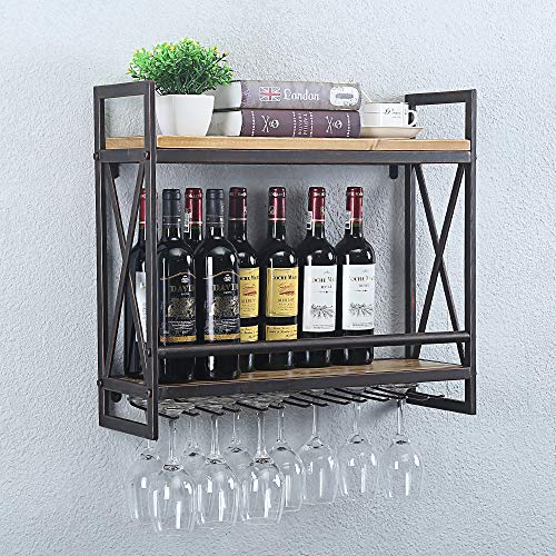 GWH Industrial Wine Rack Wall Mounted (2 Tier 23.6in Brush Bronze