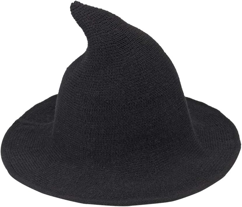 QBSM Womens Black Witch Hats Modern Knit Wool Wizard Hat Cap for Halloween Party Costume: Toys & Games
