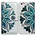 Bcov Case for iPhone 6s Plus/iPhone 6 Plus, Green Mandala Pattern Leather Flip Wallet Case Cover with Card Slot Holder Kickstand for iPhone 6s+/iPhone 6+