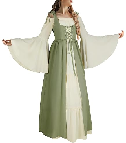 S Trajes Medievales Renacentistas Vestido De Corsé Pirata Vestido Corto Irlandes Tradicional Con Manga Acampanada Para Mujer