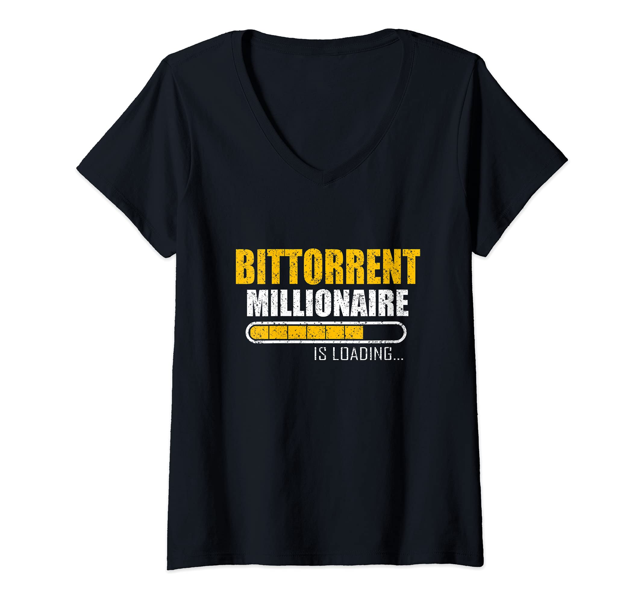 Womens BitTorrent Millionaire Is Loading BTT Coin Cryptocurrency V-Neck T-Shirt