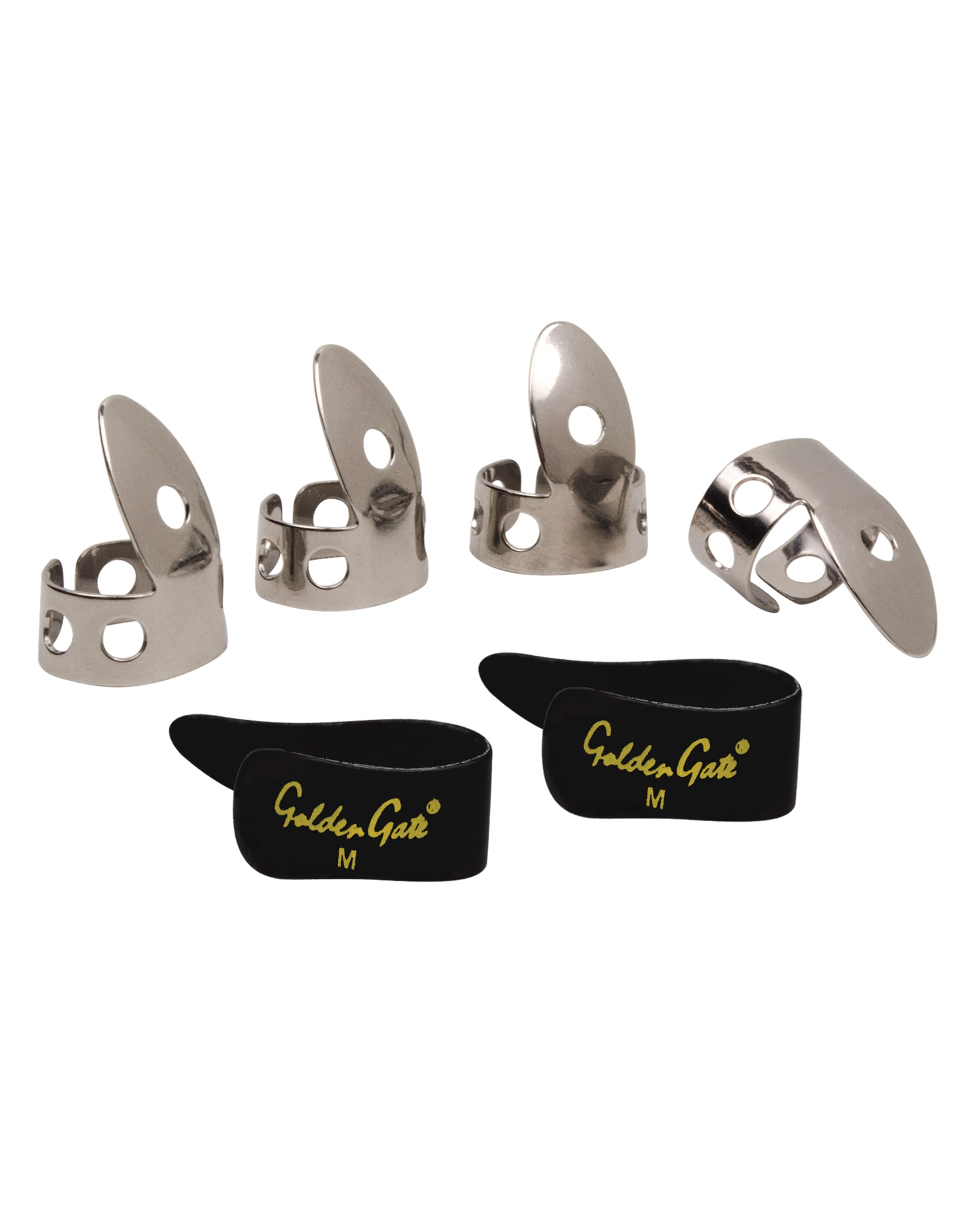 Golden Gate GP1-3B Thumb & Finger Pick Pack – Stainless Steel/Black – Medium