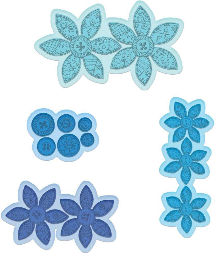 Heartfelt Creations Buttons & Blooms Cling Stamp & Emboss Die Cut Bundle
